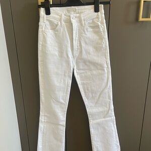 White MOTHER cropped Jeans